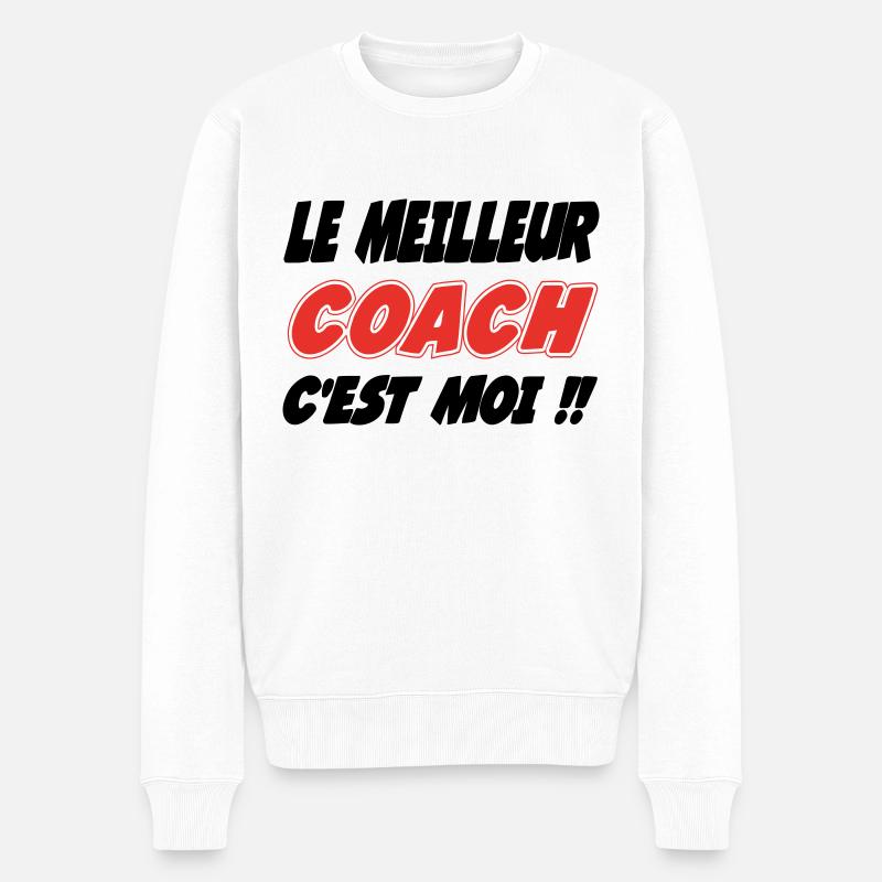 Der beste COACH bin ich!! - Männer Premium Bio Pullover - Weiß