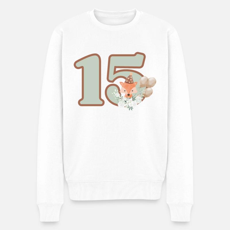 15e anniversaire renard fleurs - Pull Premium bio Homme - blanc