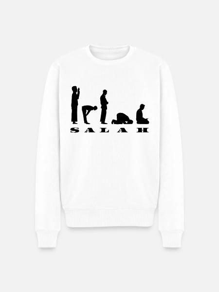 Salah Prayer Silhouette Design - Men's Premium Organic Jumper - white