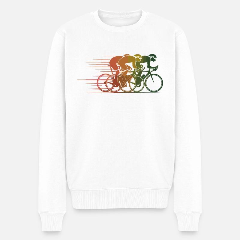 Vintage Rennradfahrer - Männer Premium Bio Pullover - Weiß