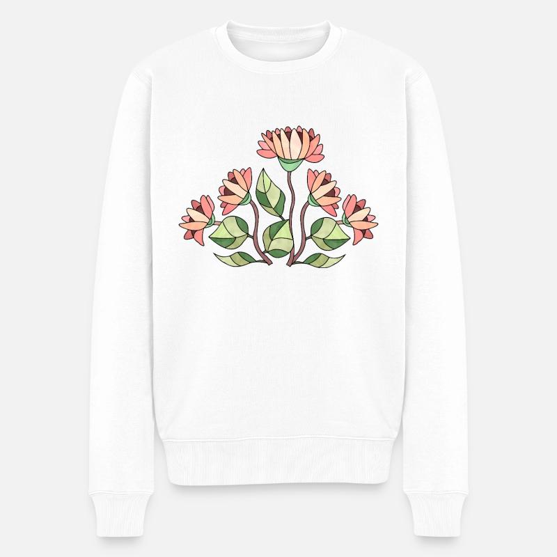 Blumen - Männer Premium Bio Pullover - Weiß