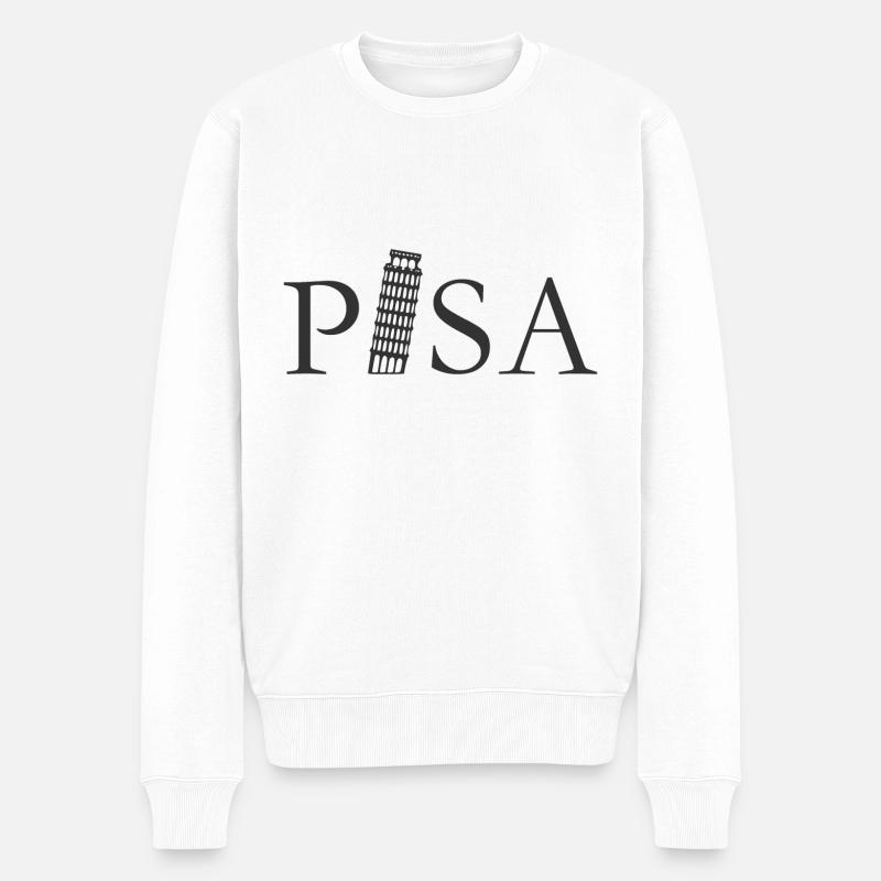 Freizeitshirt ' Pisa Tower ' - Männer Premium Bio Pullover - Weiß