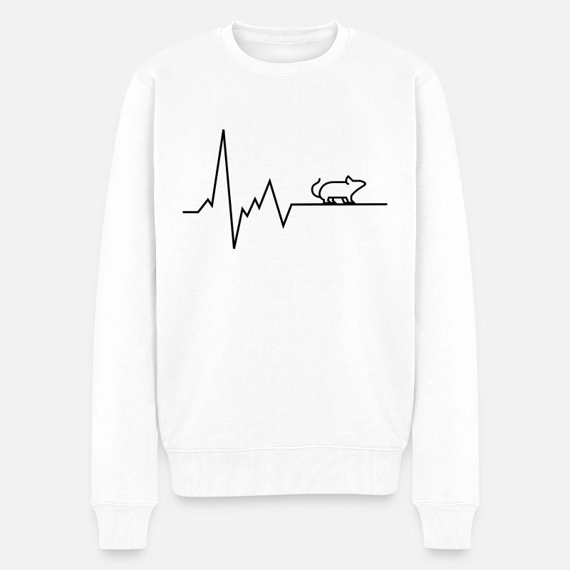 herzschlag maus - Männer Premium Bio Pullover - Weiß