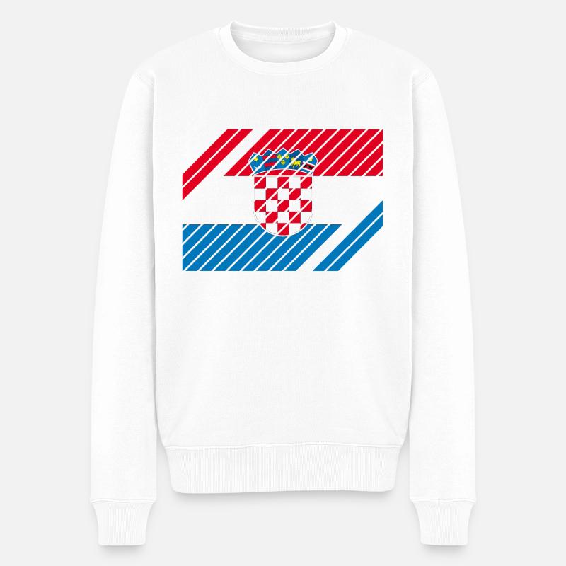Drapeau national de Croatie - rayé - Pull Premium bio Homme - blanc