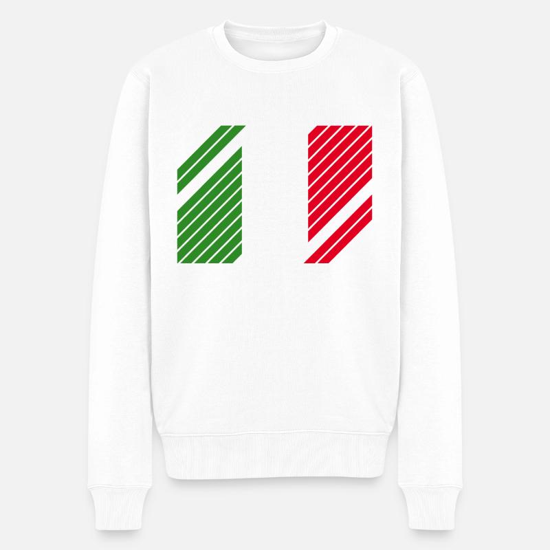 Italy National Flag - striped - Männer Premium Bio Pullover - Weiß
