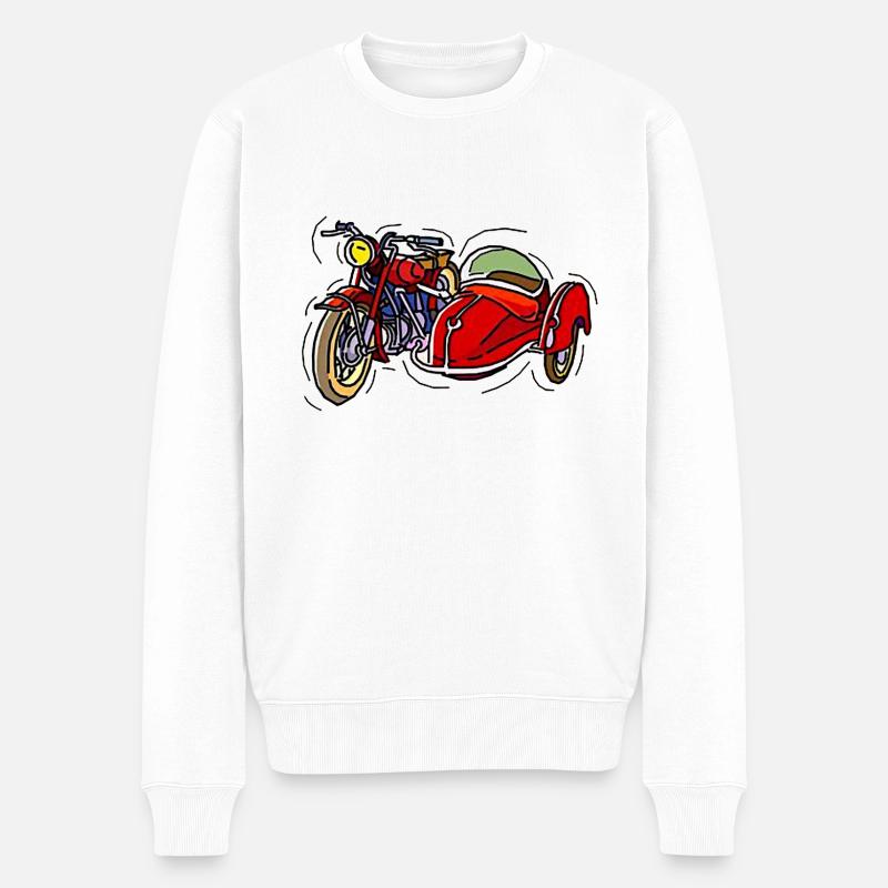 Motorrad mit Beiwagen 3 - Männer Premium Bio Pullover - Weiß
