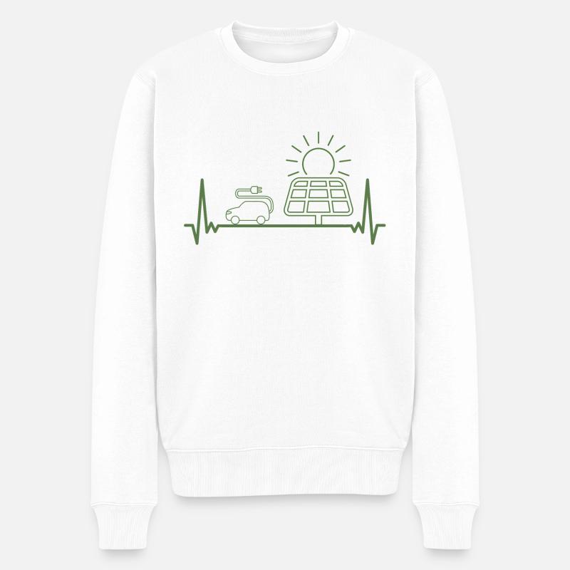 EKG Elektroauto E-Mobilität Strom Zukunft - Männer Premium Bio Pullover - Weiß