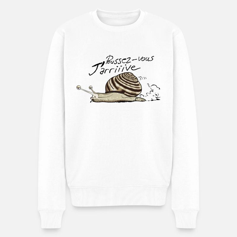 poussez vous arrive escargot dessin humour vitesse - Pull Premium bio Homme - blanc