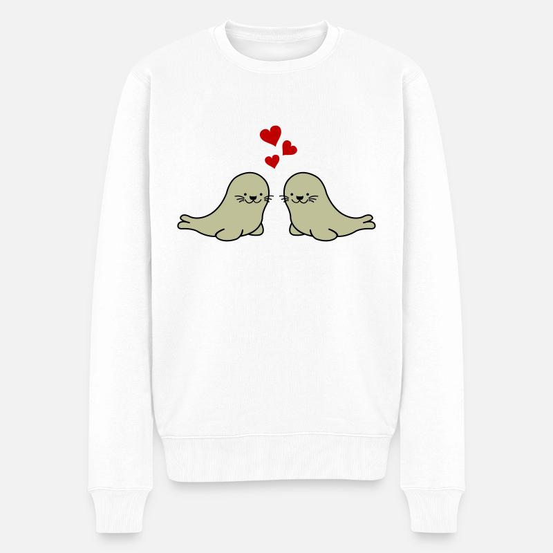 phoques amoureux - Pull Premium bio Homme - blanc