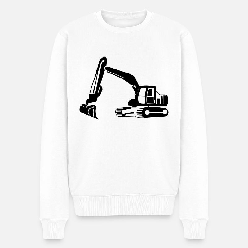 Bagger - Männer Premium Bio Pullover - Weiß