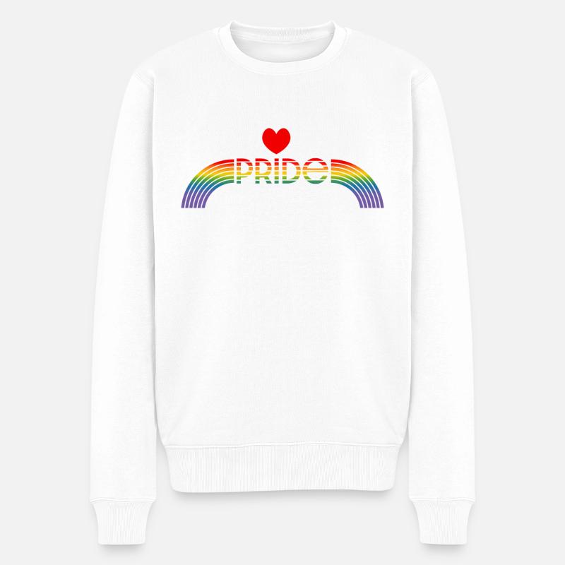 Regenbogen pride rainbow herz - Männer Premium Bio Pullover - Weiß