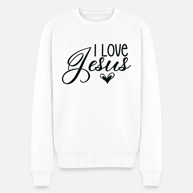J’aime Jésus - Pull Premium bio Homme - blanc