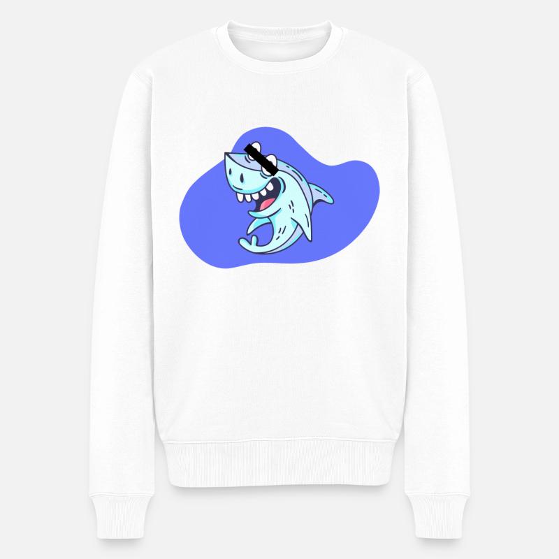Dessin animé Shark - Pull Premium bio Homme - blanc