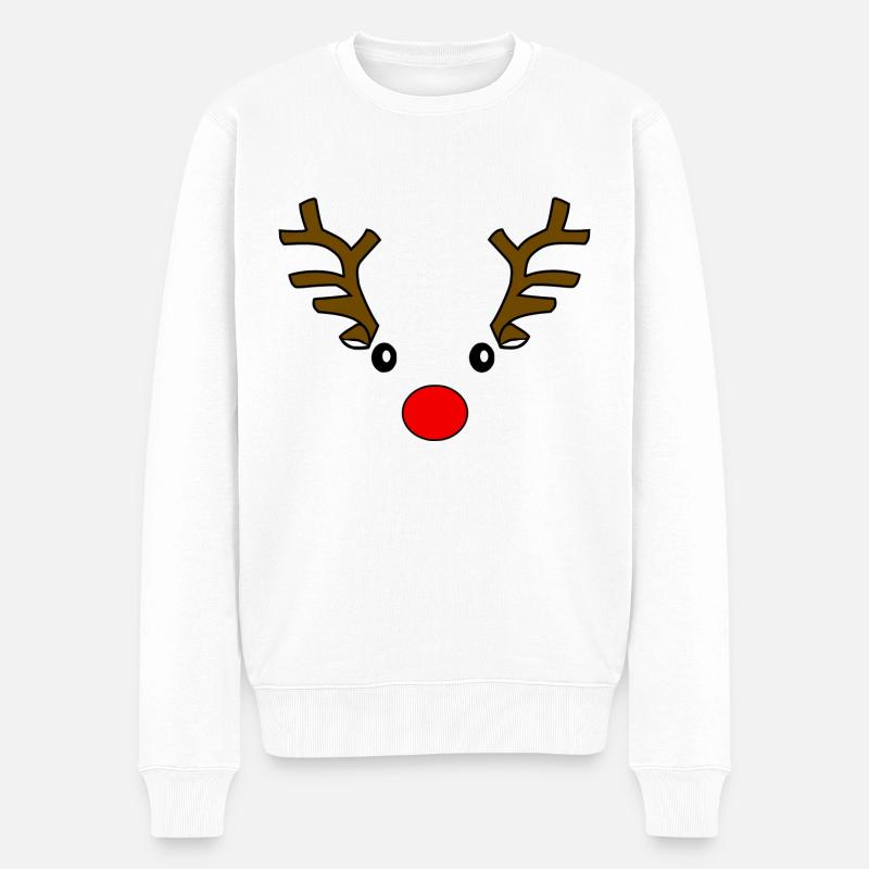 Rentier Gesicht Weihnachten Rudolf - Männer Premium Bio Pullover - Weiß