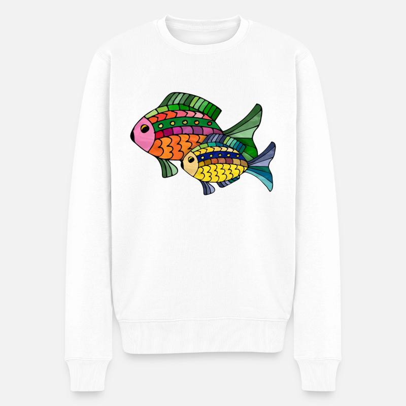 Fische - Männer Premium Bio Pullover - Weiß