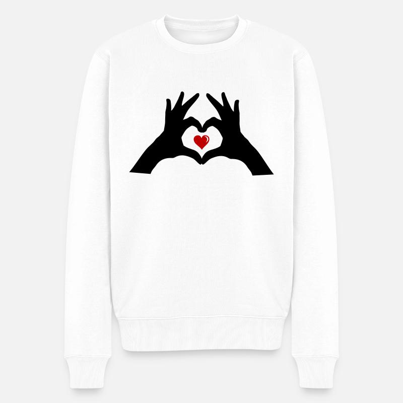 hands heart - Männer Premium Bio Pullover - Weiß