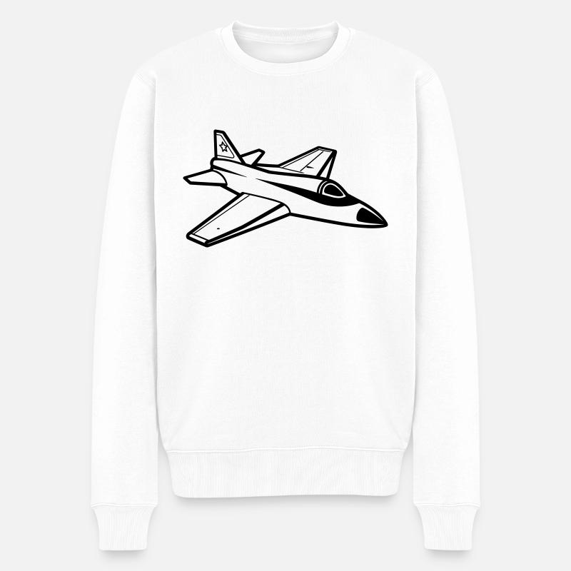 Kampfjet - Männer Premium Bio Pullover - Weiß