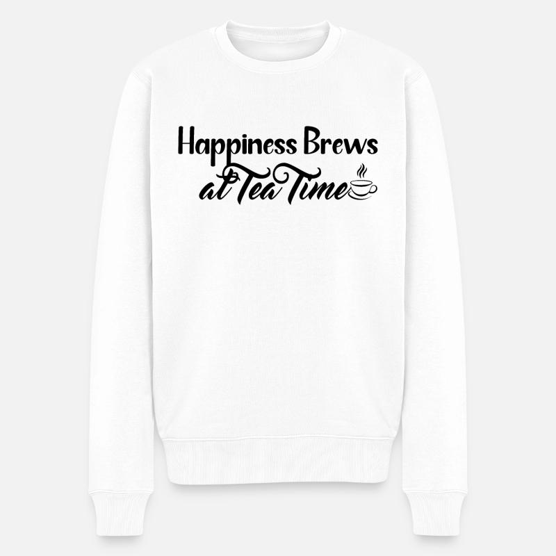 Cooles Tea-Time-Design - Männer Premium Bio Pullover - Weiß