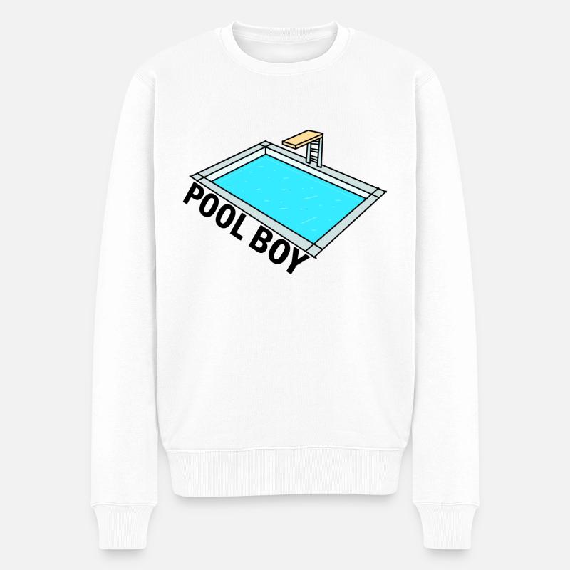 Pool Boy - Pool Junge - Design - Männer Premium Bio Pullover - Weiß