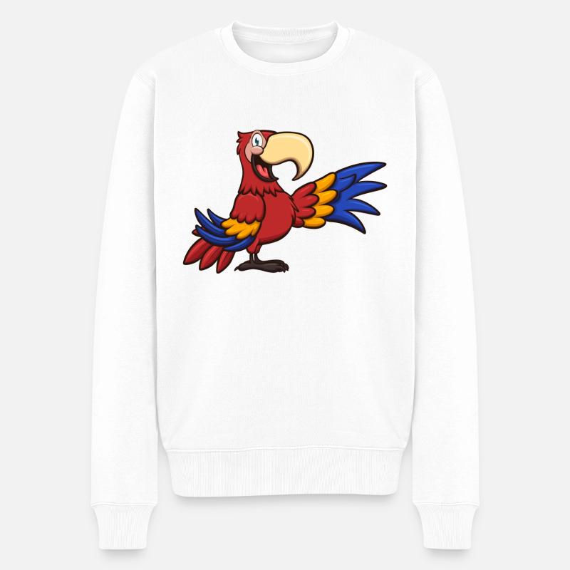 Ara de dessin animé rouge - Pull Premium bio Homme - blanc
