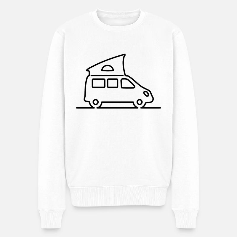 Campingbus / Van - Schlichte Kontur - Männer Premium Bio Pullover - Weiß