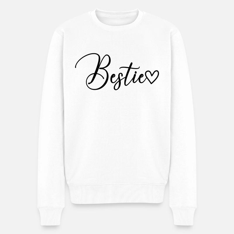 Bestie Schrift - Männer Premium Bio Pullover - Weiß