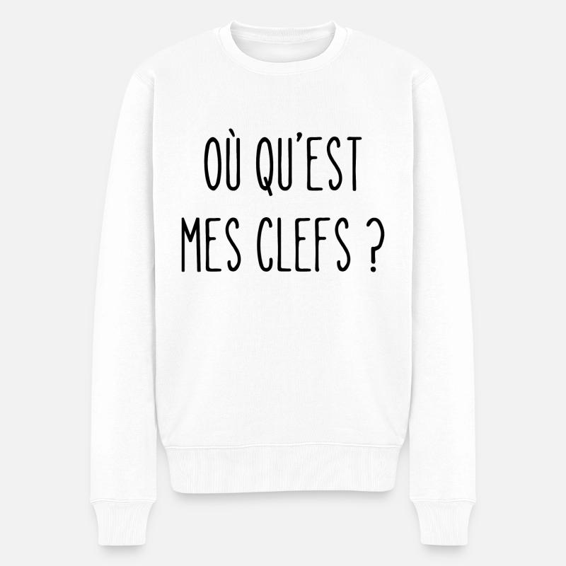 où qu'est mes clefs ? - Pull Premium bio Homme - blanc