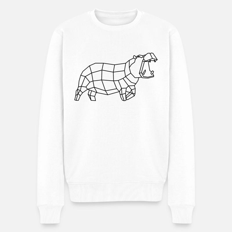 Nilpferd - Männer Premium Bio Pullover - Weiß