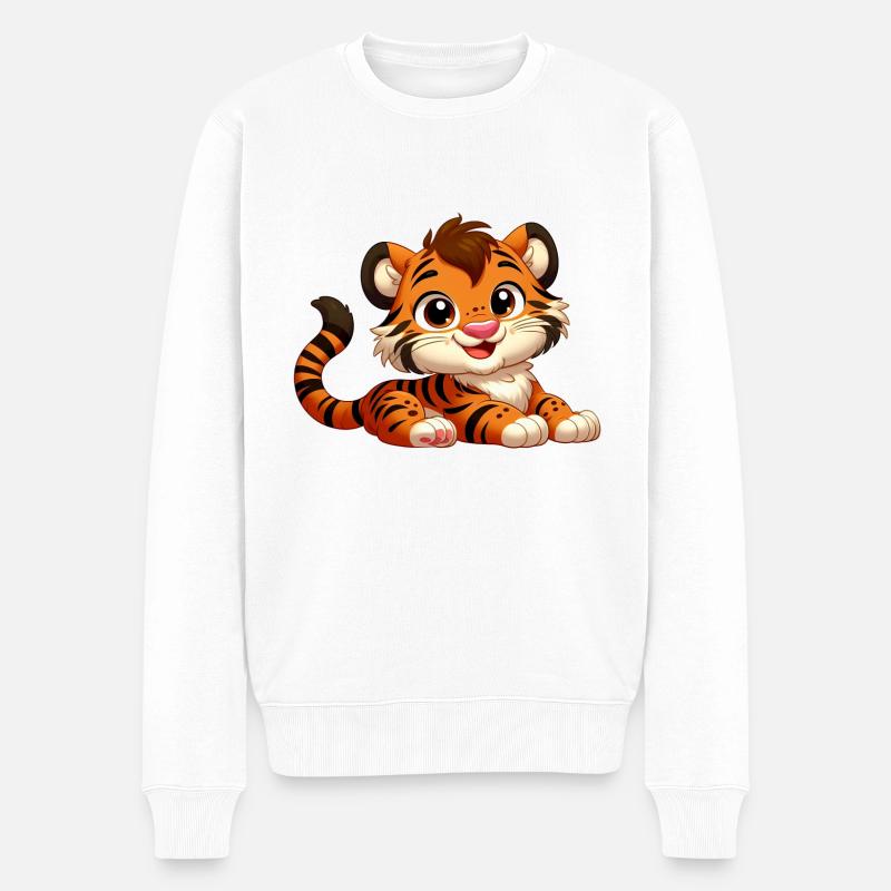 Tiger 8 - Männer Premium Bio Pullover - Weiß