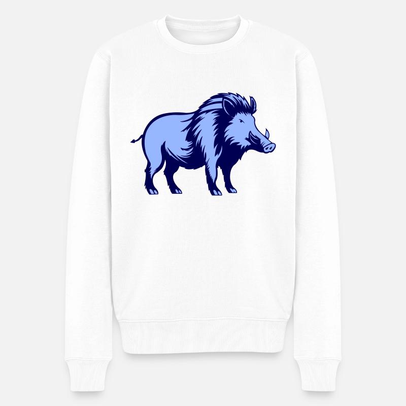wildschwein animal - Männer Premium Bio Pullover - Weiß