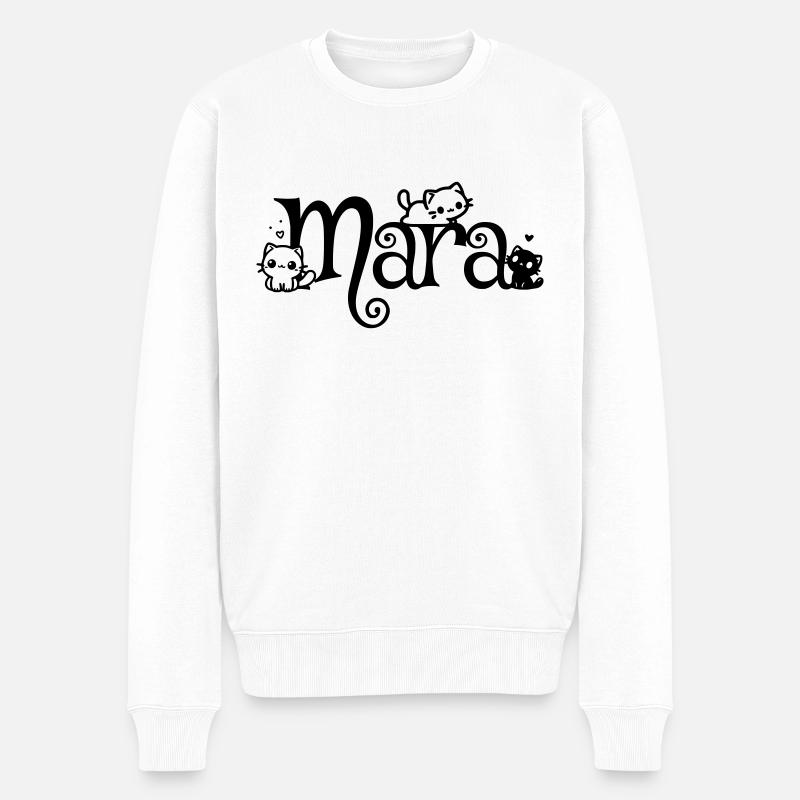 Mara Nom Prénom Chaton Nom - Pull Premium bio Homme - blanc