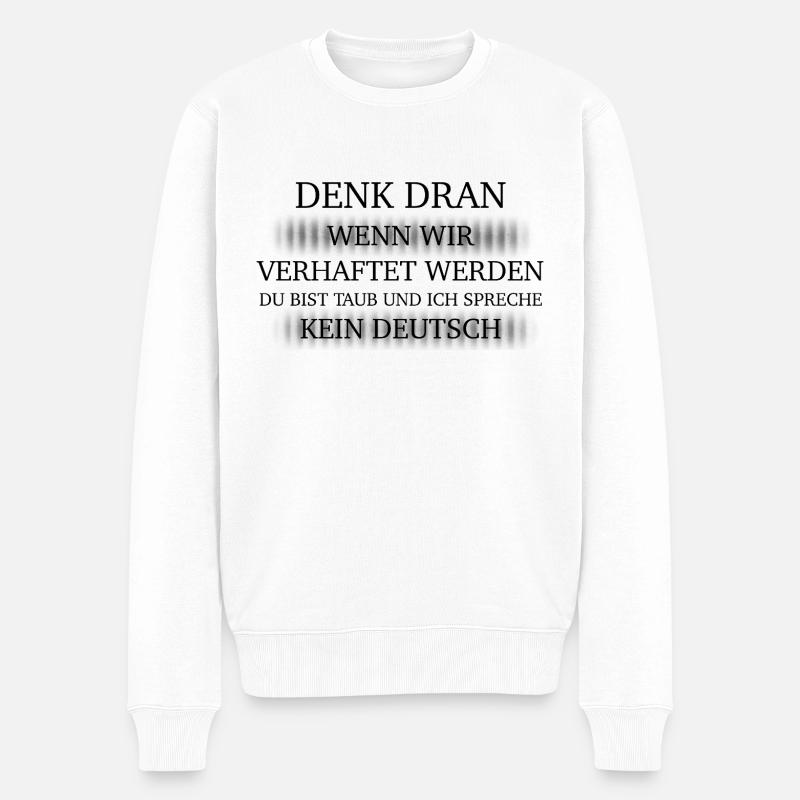 Verhaftet schwarz - Männer Premium Bio Pullover - Weiß