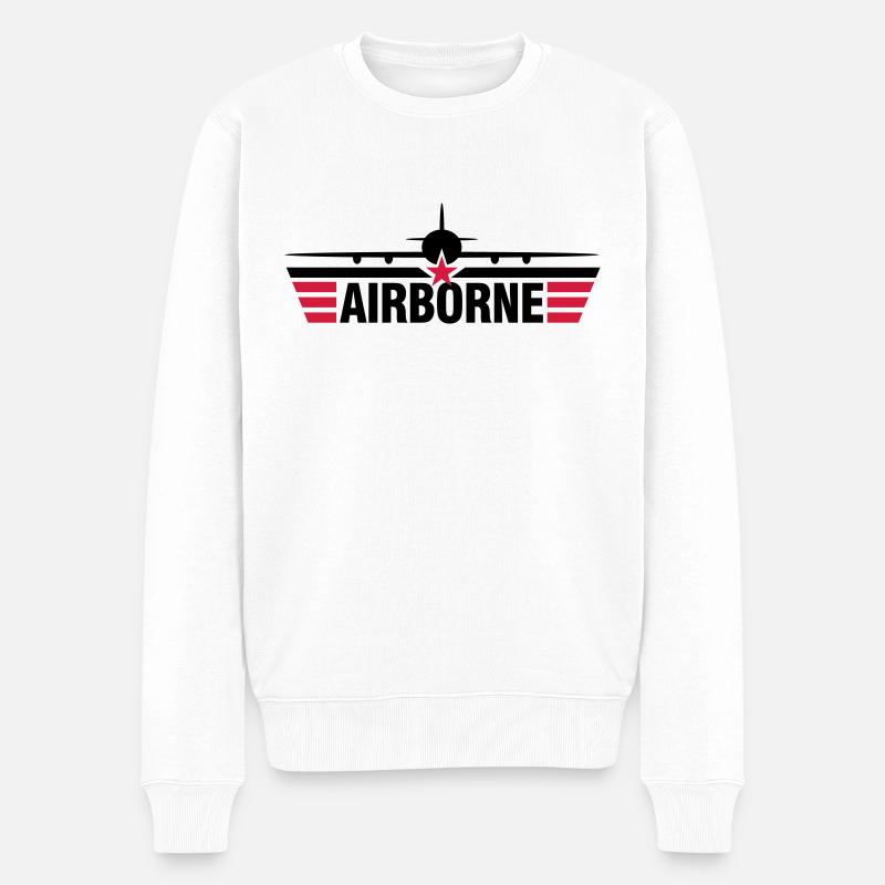 AIRBORNE - Männer Premium Bio Pullover - Weiß