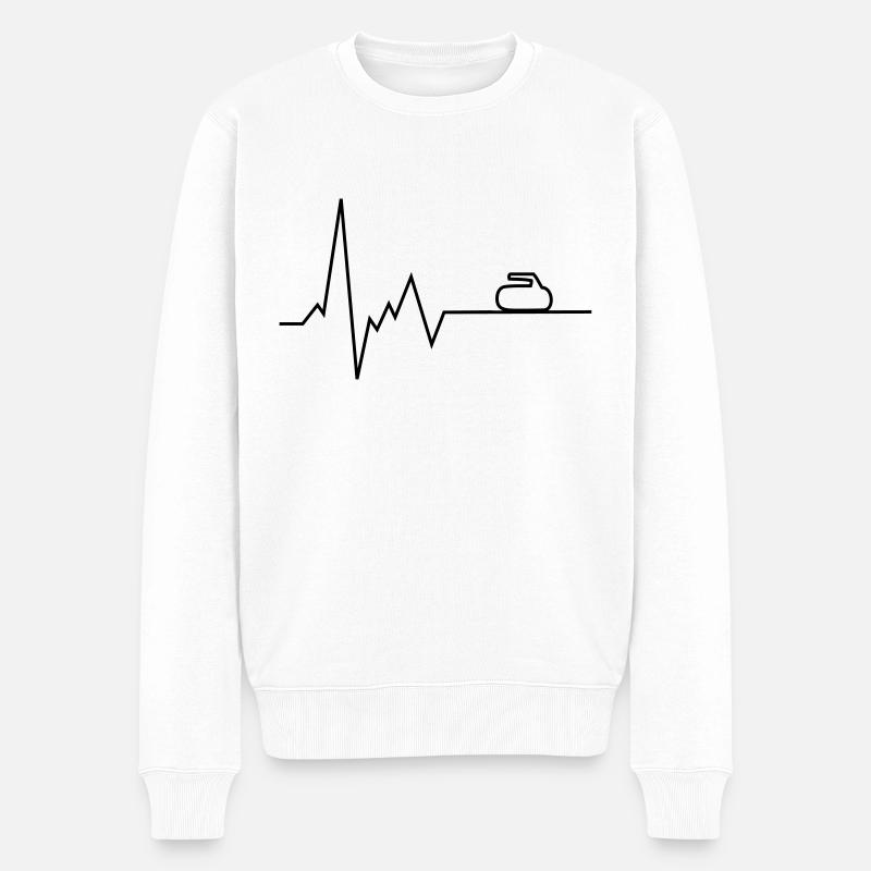 Curling en rythme cardiaque - Pull Premium bio Homme - blanc