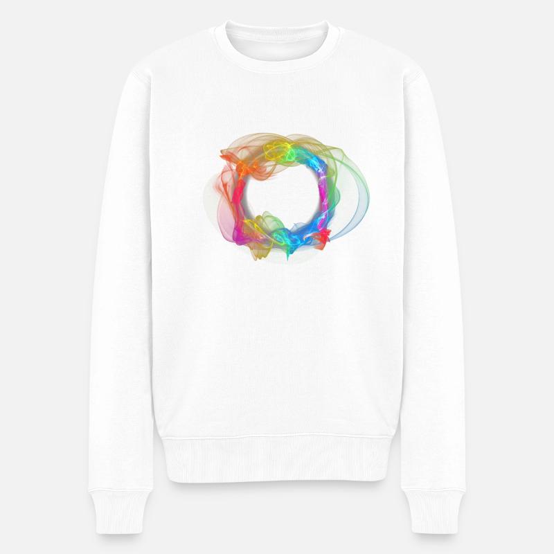 Regenbogen Feuer Ring - Männer Premium Bio Pullover - Weiß