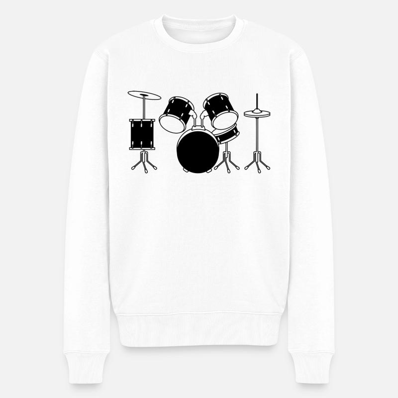 Drum Set - Männer Premium Bio Pullover - Weiß