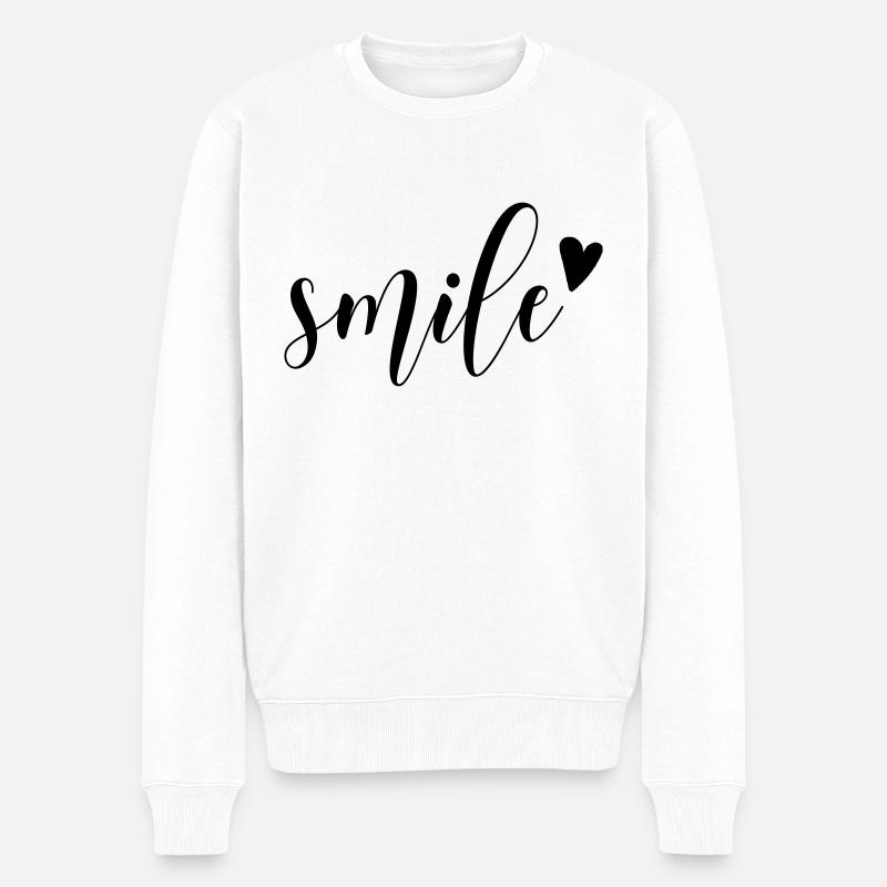smile - Männer Premium Bio Pullover - Weiß