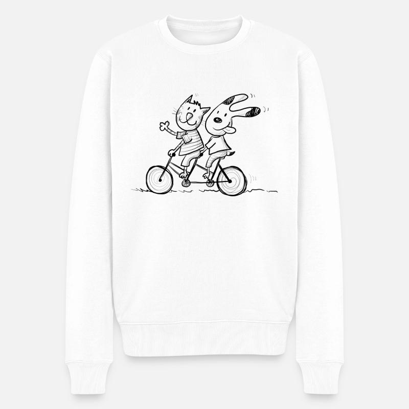 Vélo Chien Chat - Pull Premium bio Homme - blanc