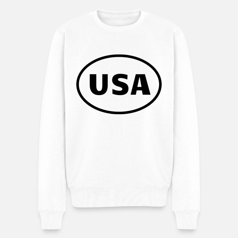 USA - Männer Premium Bio Pullover - Weiß