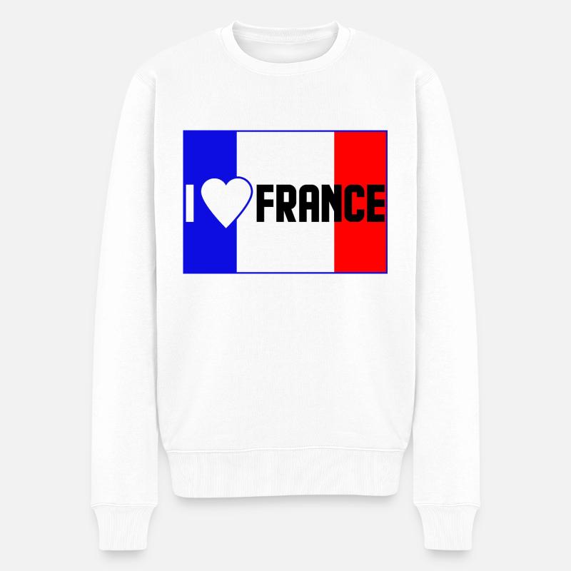 Ich liebe Frankreich - Männer Premium Bio Pullover - Weiß