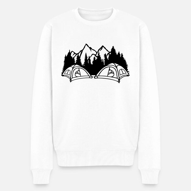 Berge Camper draußen leben - Männer Premium Bio Pullover - Weiß