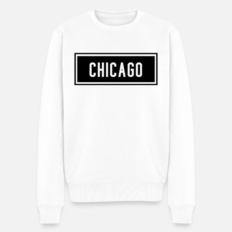 Chicago - Männer Premium Bio Pullover - Weiß