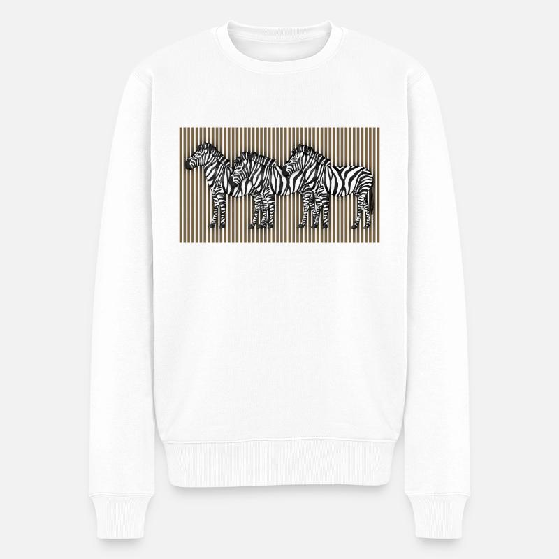 Zebras - Männer Premium Bio Pullover - Weiß