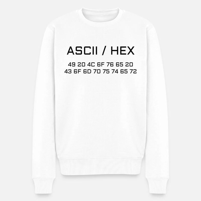 ASCII-HEX I Love Computer - Männer Premium Bio Pullover - Weiß