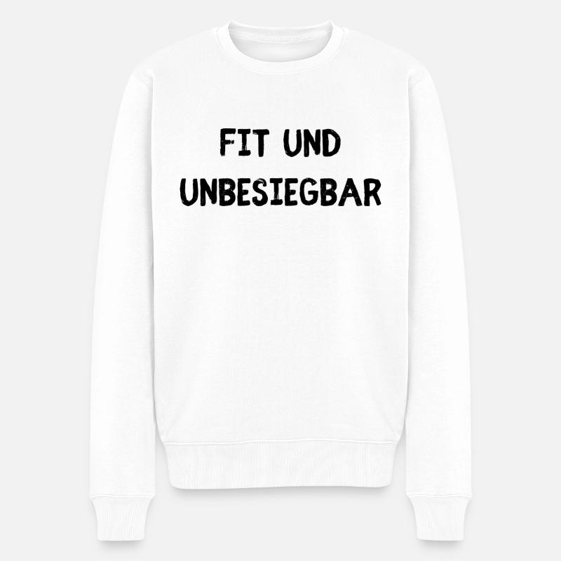 Fit und Unbesiegbar - Männer Premium Bio Pullover - Weiß