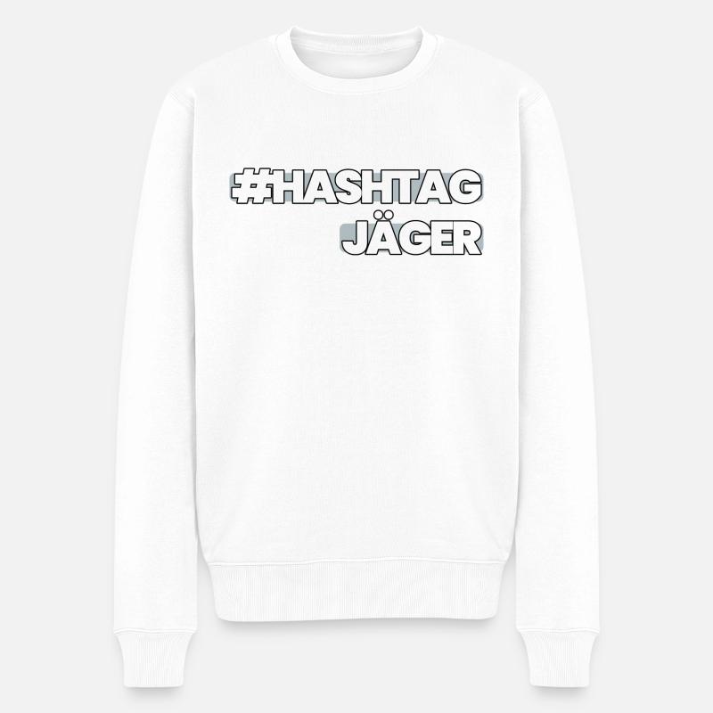 HashtagJäger grau - Männer Premium Bio Pullover - Weiß