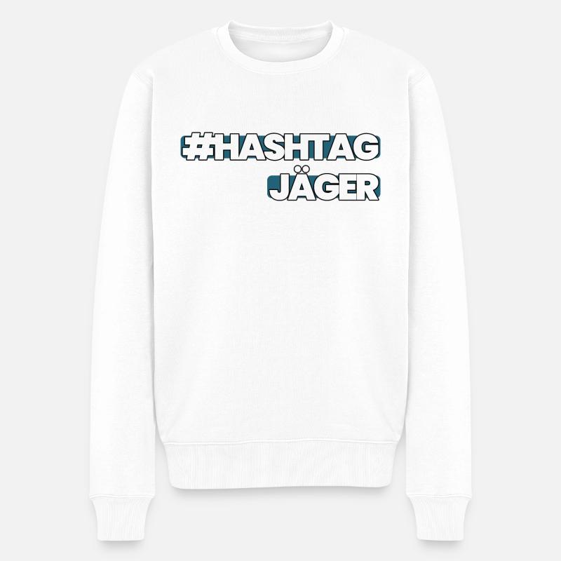 HashtagJäger petrol - Männer Premium Bio Pullover - Weiß