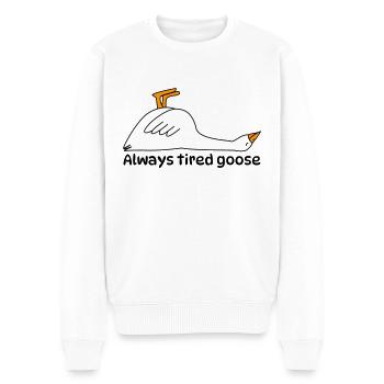 Immer müde Gans - Männer Premium Bio Pullover - Weiß - Vorne - Thijin (182cm)