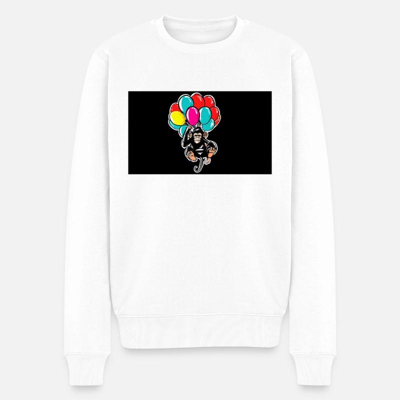 Design Monkey1 - Männer Premium Bio Pullover - Weiß