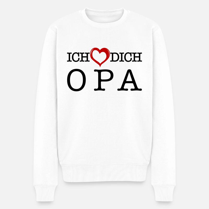Ich liebe dich Opa - Männer Premium Bio Pullover - Weiß